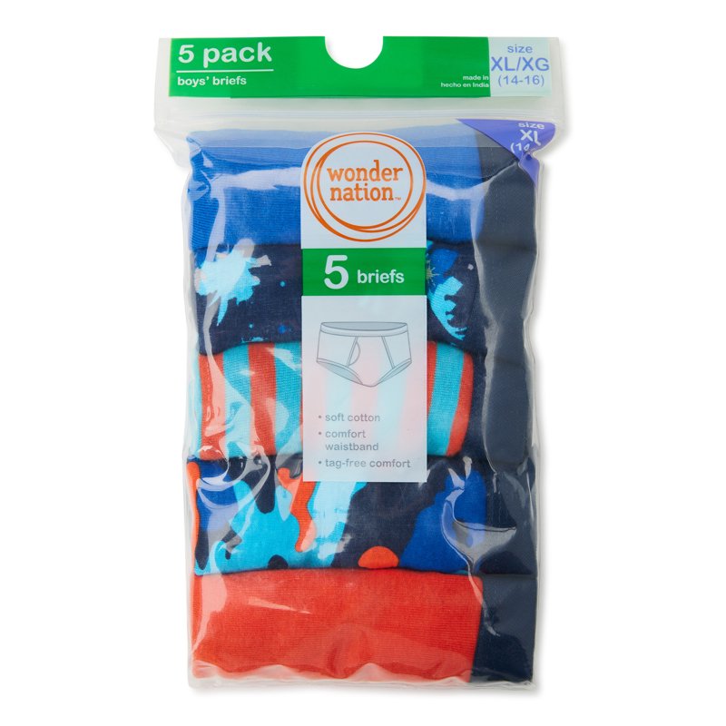 Wonder Nation Boys Brief Underwear 5-Pack Sizes S-XL