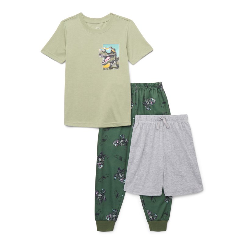 Wonder Nation Boys Graphic Tee Pants and Shorts Sleep Set 3-Piece Sizes 4-16 & Husky
