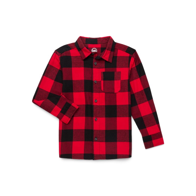 Wonder Nation Boys' Long Sleeve Flannel Shirt Sizes 4-18 & Husky