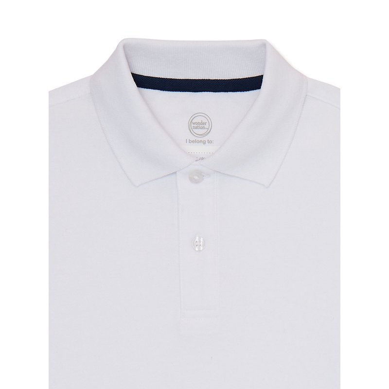 Wonder Nation Boys School Uniform Pique Polo Shirts With Short Sleeves 4-Pack Sizes 4-18