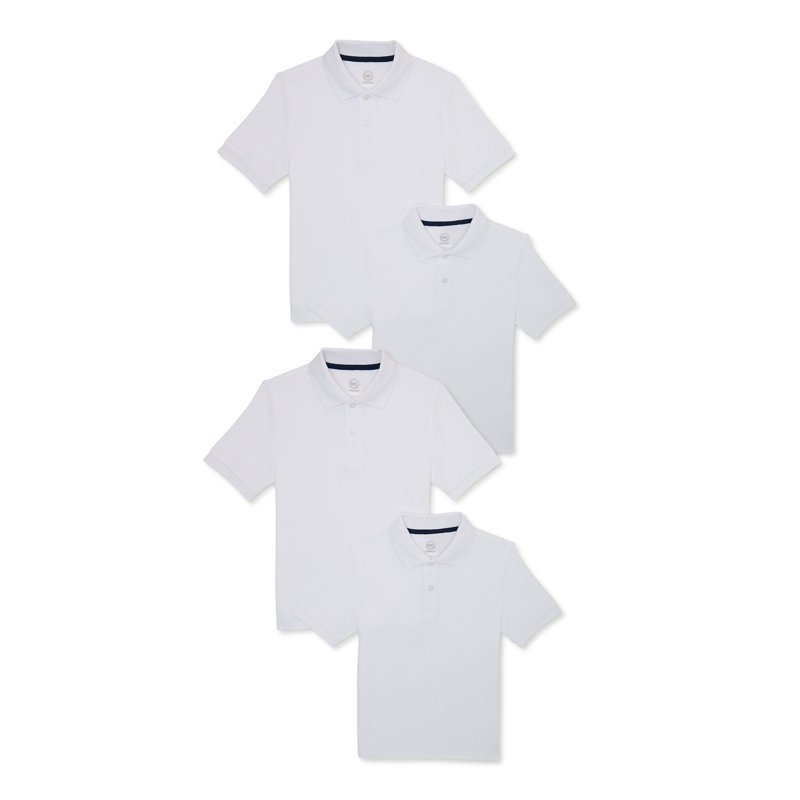 Wonder Nation Boys School Uniform Pique Polo Shirts with Short Sleeves 4-Pack Sizes 4-18