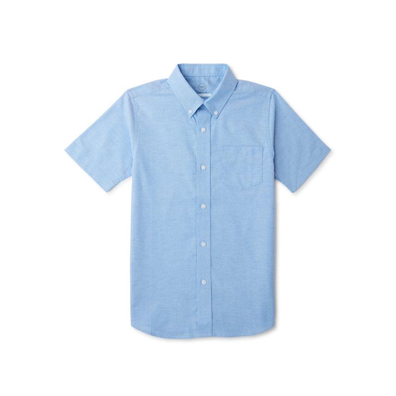 Wonder Nation Boys School Uniform Short Sleeve Button-Up Oxford Shirt Sizes 4-18