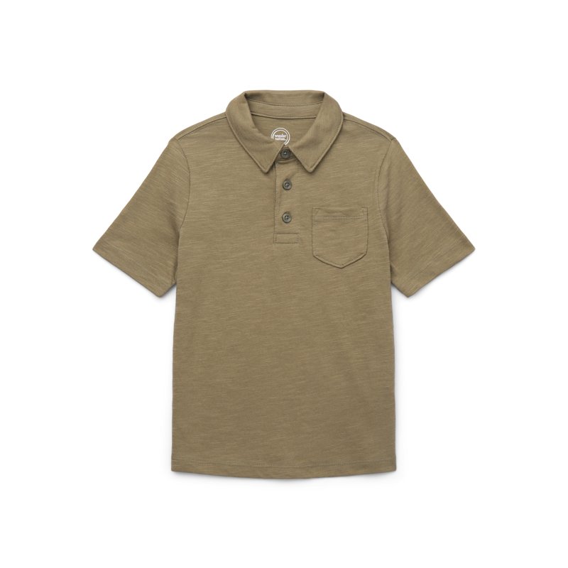 Wonder Nation Boys Short Sleeve Slub Polo Shirt Sizes 4-18 & Husky