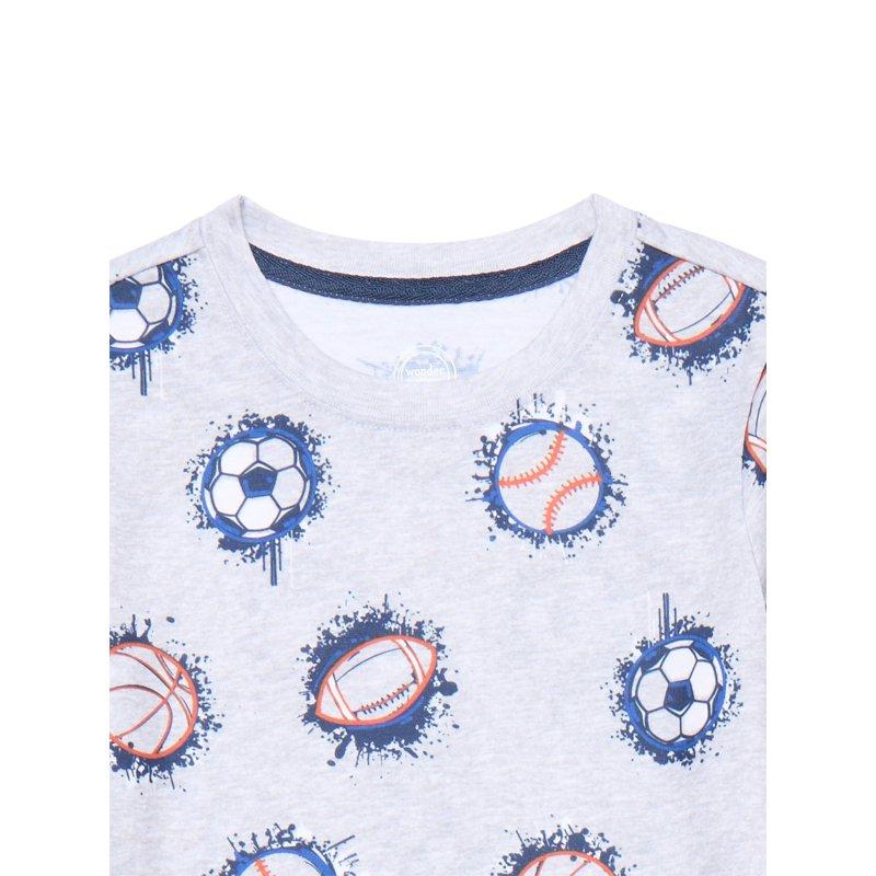 Wonder Nation Boys Short Sleeve Top And Joggers 2-Piece Sleep Set Sizes 4-18 Plus Husky