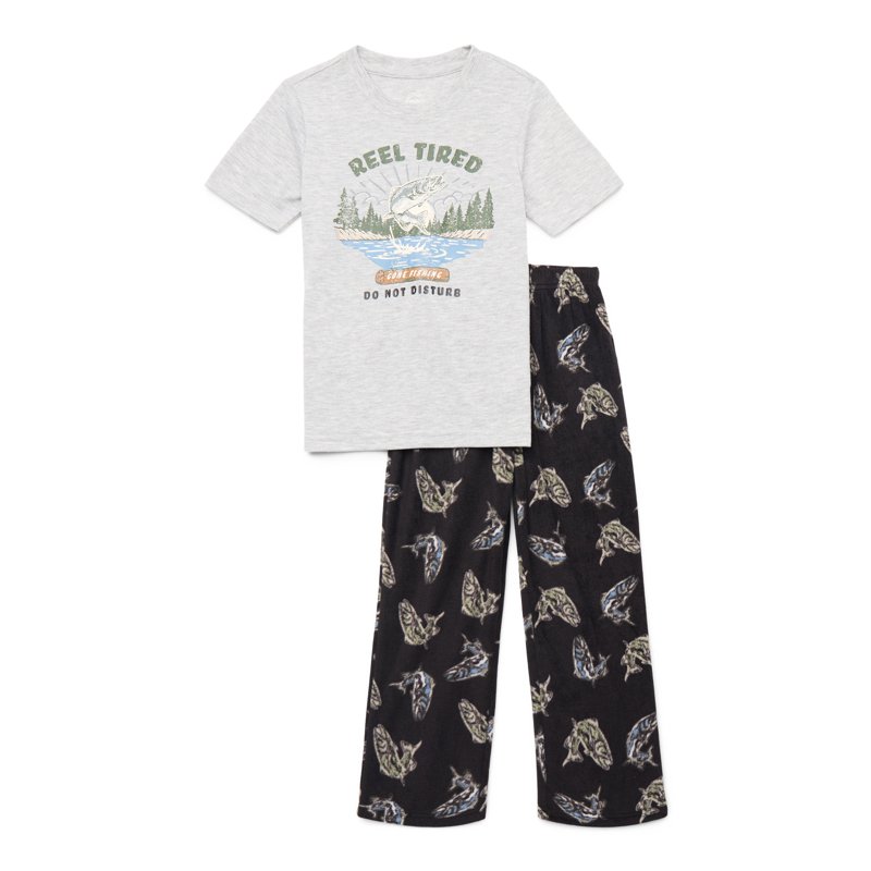Wonder Nation Boys Short Sleeve Top and Pants 2-Piece Sleep Set Sizes 4-18 Plus Husky