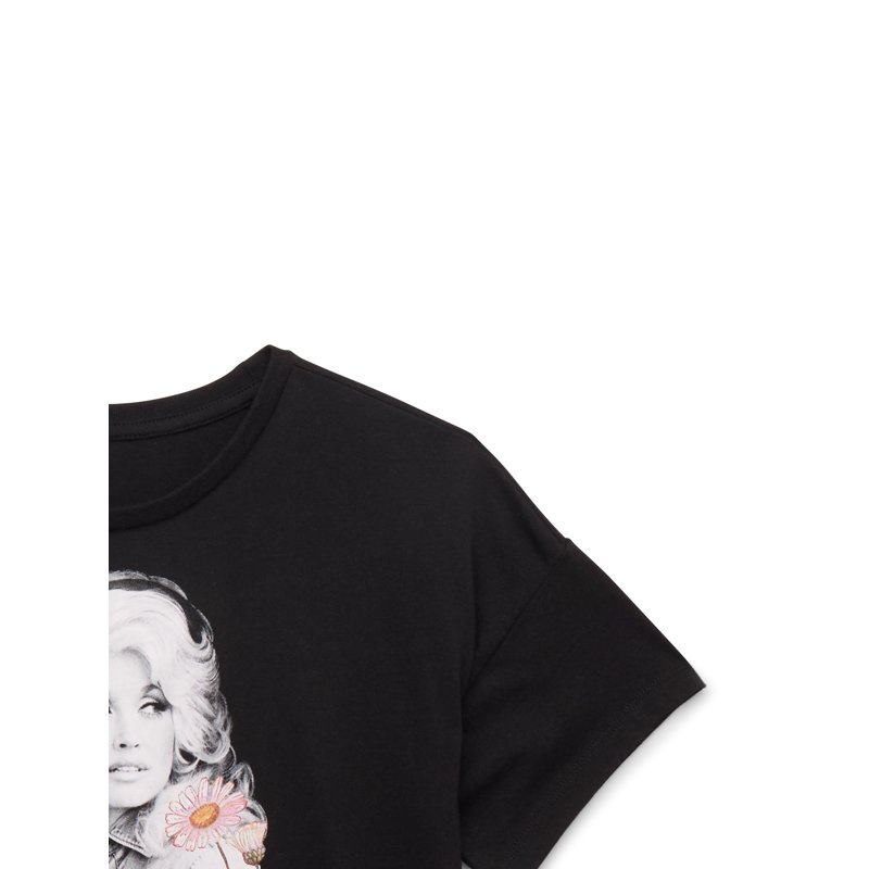 Wonder Nation Dolly Parton Floral Girls Graphic Crewneck Short Sleeve T-Shirt Sizes 4-18