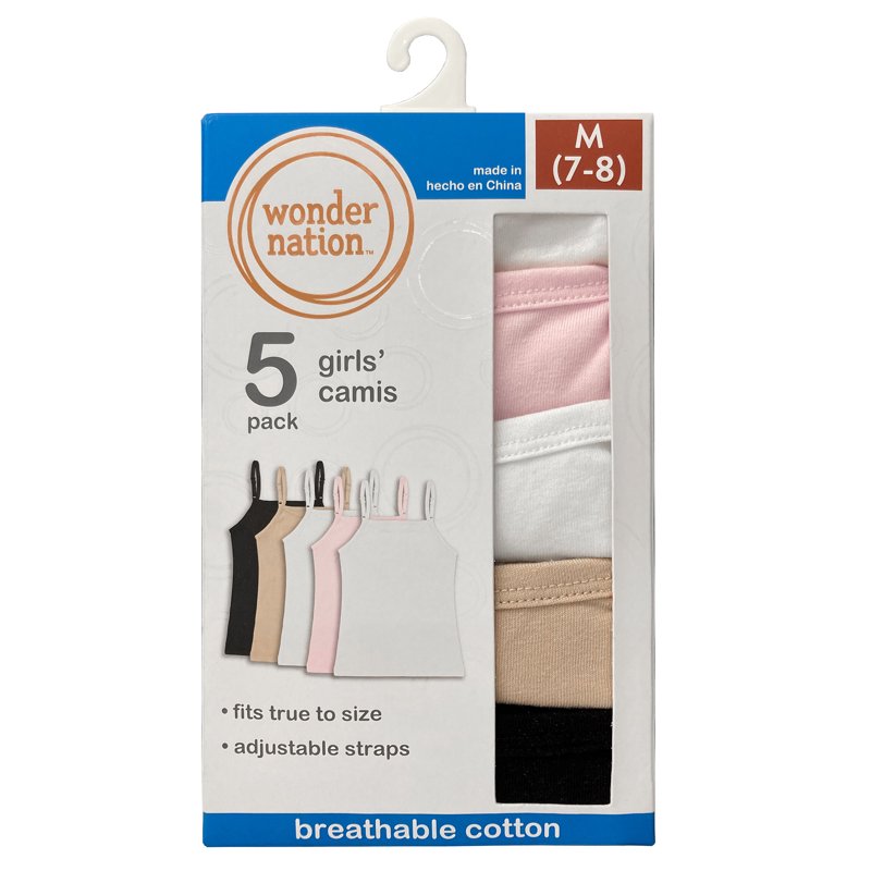 Wonder Nation Girls Cami 5-Pack Sizes S-XL