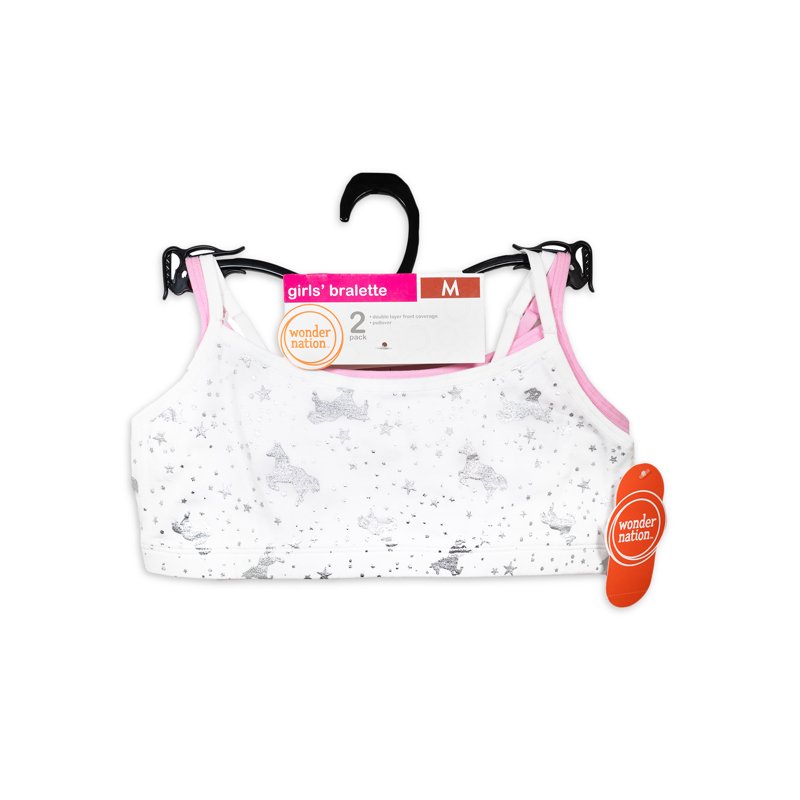 Wonder Nation Girls Cotton Bra 2-Pack Sizes S-XXL