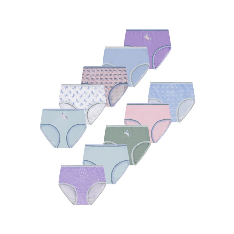Wonder Nation Girls Cotton Brief Underwear 10-Pack Sizes 4-18 & Plus