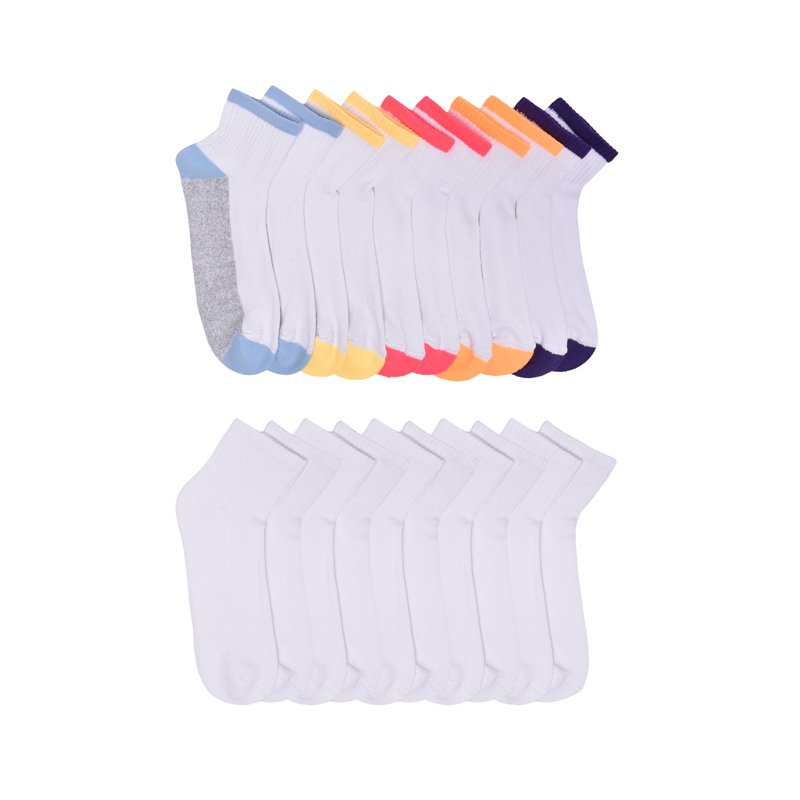 Wonder Nation Girls Cushioned Ankle Socks 10-Pack