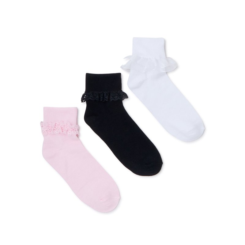 Wonder Nation Girls Dress Socks 3 Pack Sizes S-L
