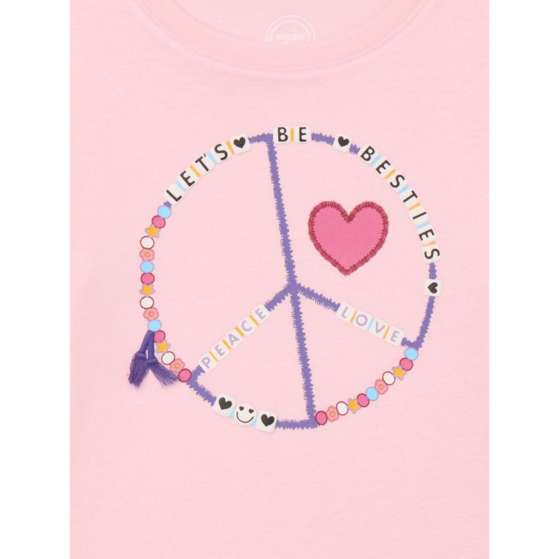 Wonder Nation Girls Embellished Tee With Long Sleeves Sizes 4-18 & Plus