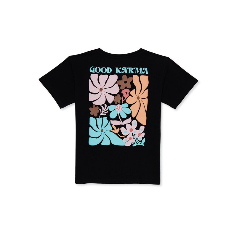 Wonder Nation Girls Good Karma Graphic Tee With Short Sleeves Sizes 4-18