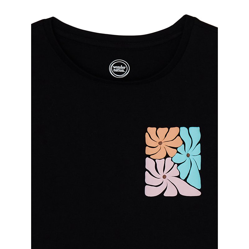 Wonder Nation Girls Good Karma Graphic Tee With Short Sleeves Sizes 4-18