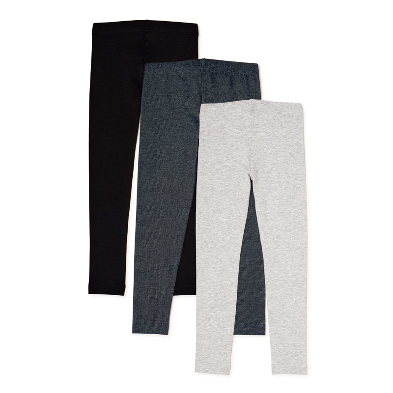 Wonder Nation Girls Kid Tough Leggings 3-Pack Sizes 4-18 & Plus