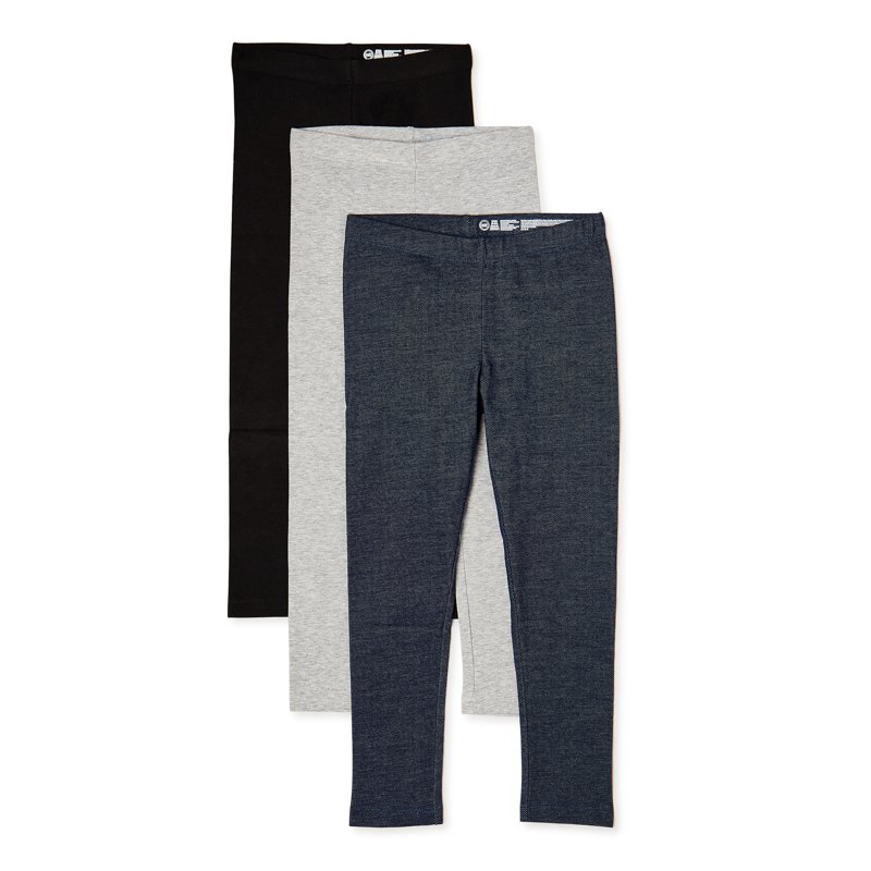 Wonder Nation Girls Kid Tough Leggings 3-Pack Sizes 4-18 & Plus