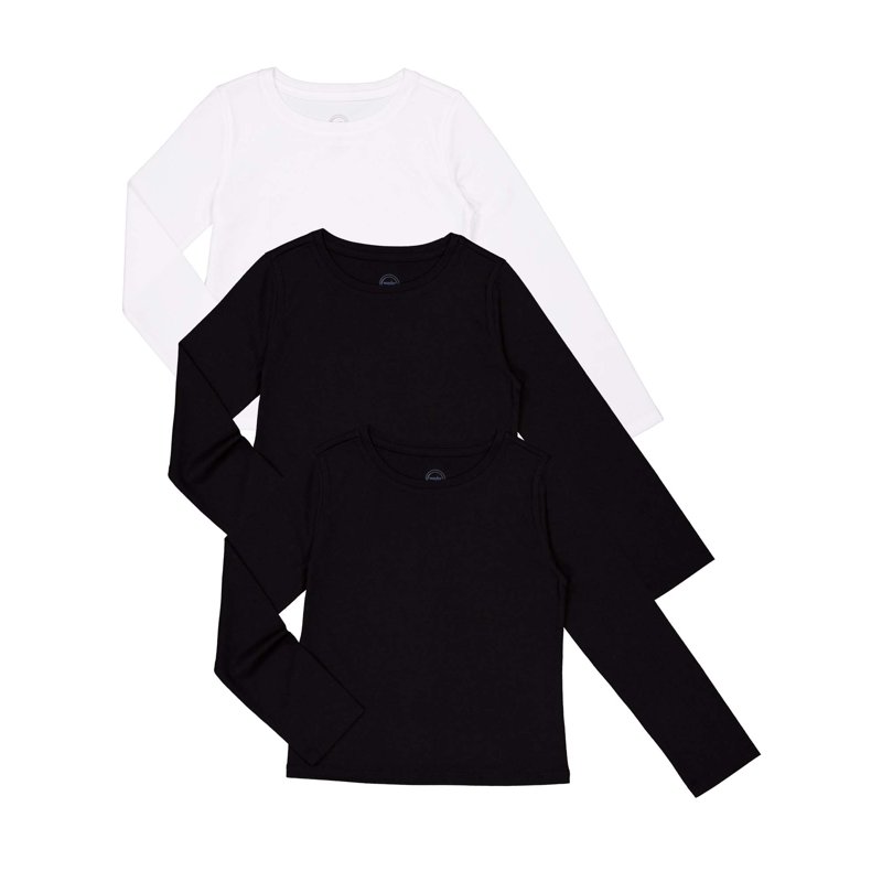 Wonder Nation Girls Long Sleeve Kid Tough T-Shirt 3-Pack Sizes 4-18 & Plus