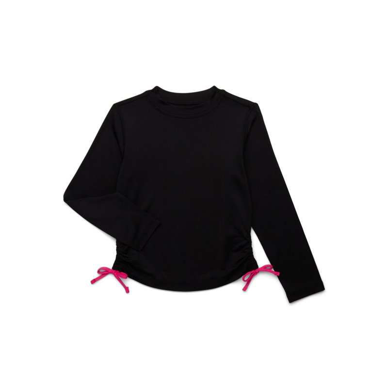 Wonder Nation Girls Long Sleeve Rash Guard with Side Tie and UPF 50+ Sizes 4-18 & Plus