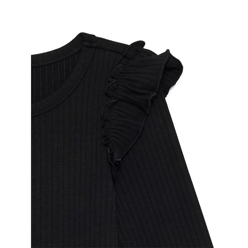 Wonder Nation Girls Long Sleeve Ruffle Shoulder Tee Sizes 4-18 & Plus