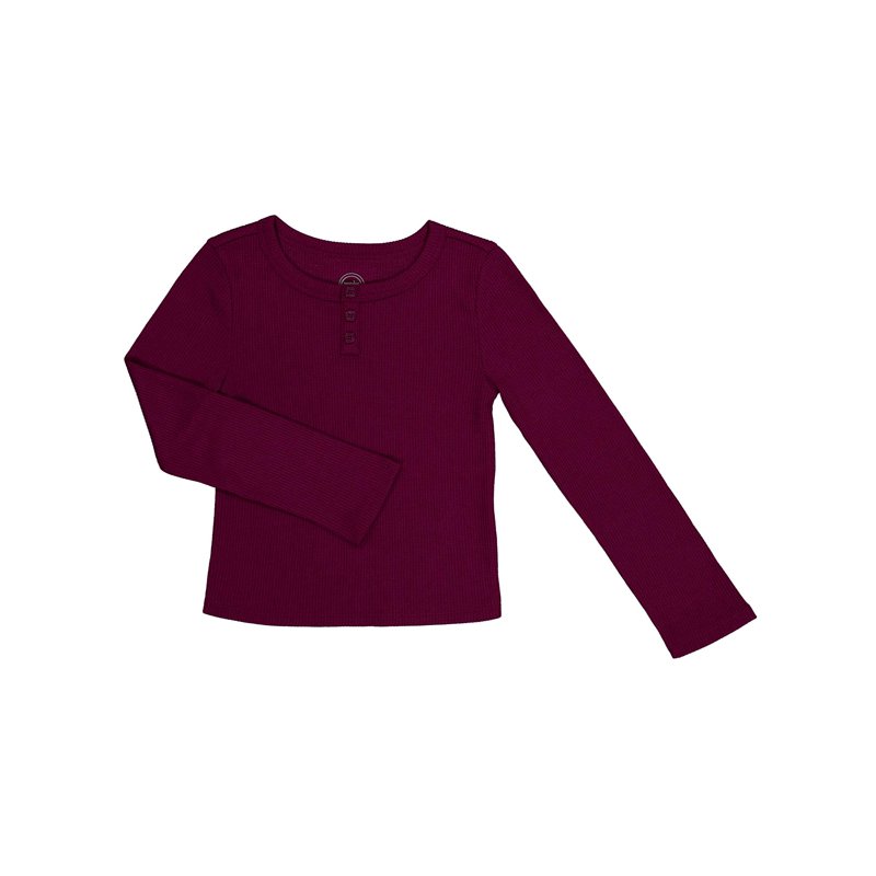 Wonder Nation Girls Long Sleeve Waffle Henley Knit Top Sizes 4-18 & Plus