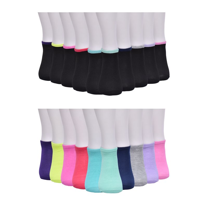 Wonder Nation Girls No Show Socks 20-Pack Sizes S-L
