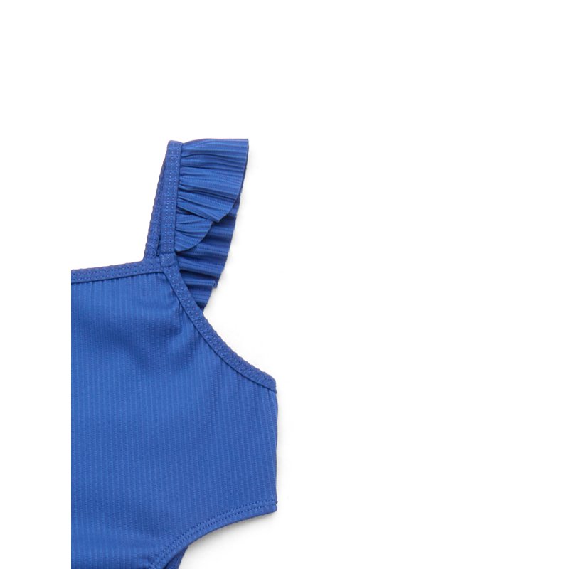 Wonder Nation Girls Rib Knit One Piece Swimsuit With Ruffle Straps And UPF 50 1-Piece Sizes 4-18 & Plus