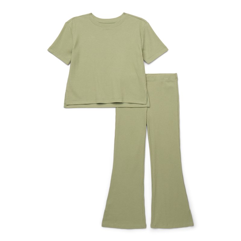 Wonder Nation Girls Rib Knit Top and Flare Leggings Set 2-Piece Sizes 4-18 & Plus