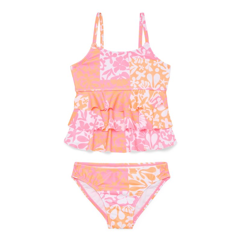 Wonder Nation Girls’ Ruffle Tankini Swimsuit 2-Piece Sizes 4-16 & Plus