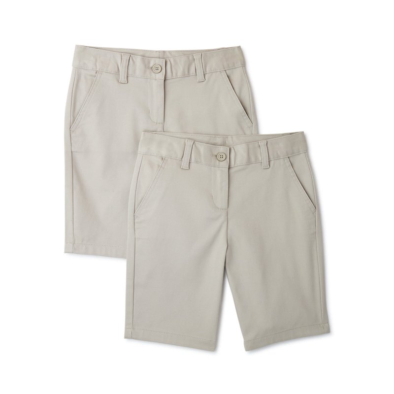 Wonder Nation Girls School Uniform Bermuda Shorts 2-Pack Sizes 4-16 & 8-20 Plus