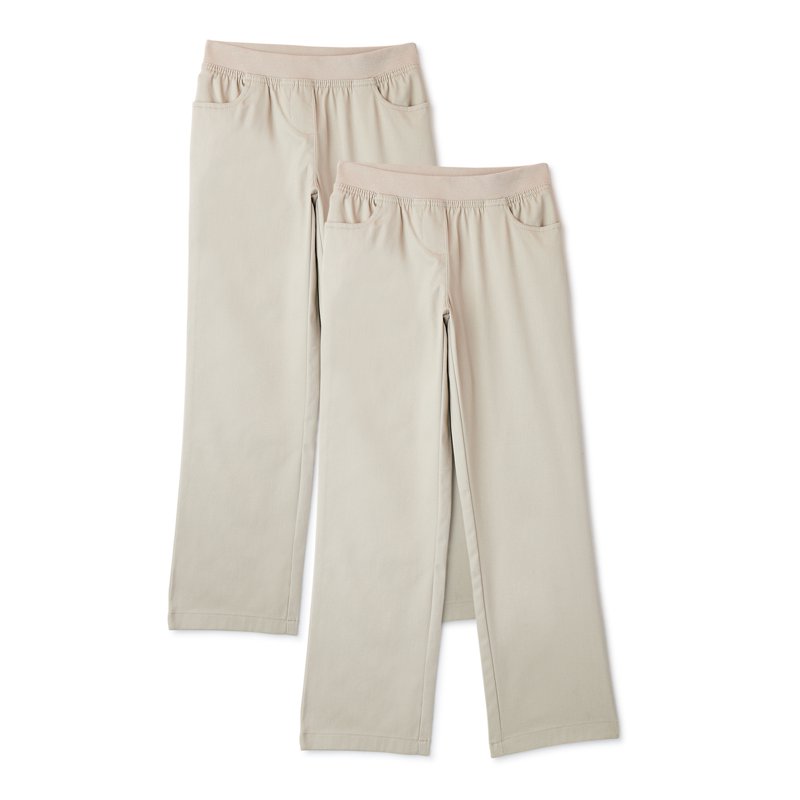 Wonder Nation Girls School Uniform Pull On Pants 2-Pack Sizes 4-16 & Plus