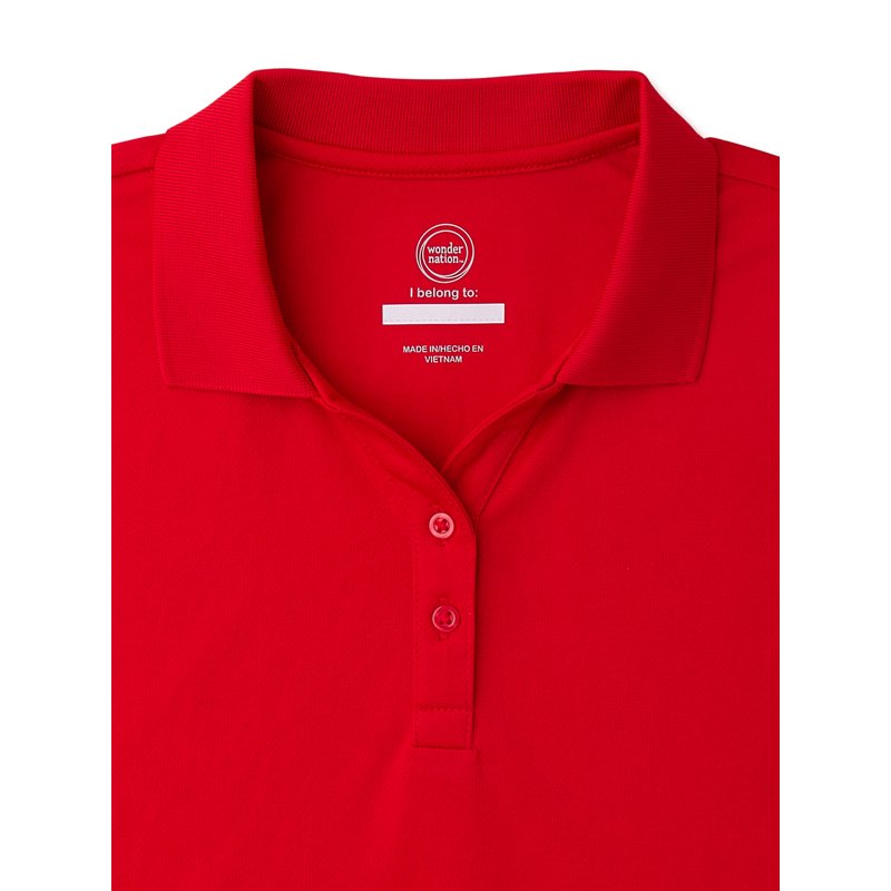 Wonder Nation Girls School Uniform Short Sleeve Performance Polo Shirt 2-Pack Sizes 4-18