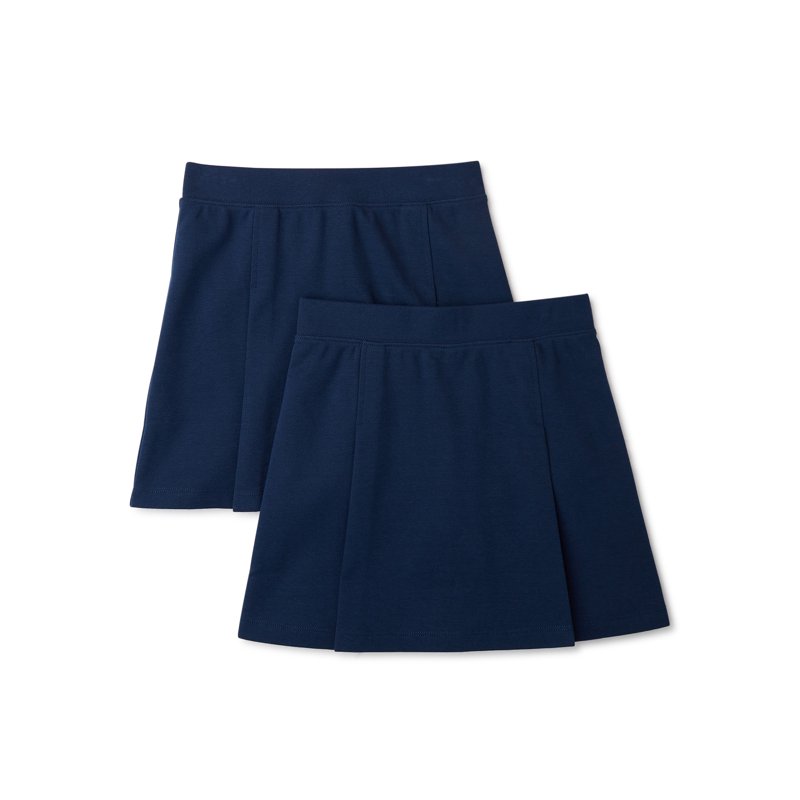 Wonder Nation Girls School Uniform Stretch Ponte Knit Scooter Skirt 2-Pack Sizes 4-16