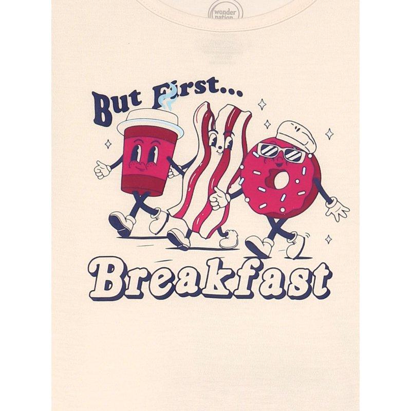 Wonder Nation Girls Short Sleeve Tee And Pants Pajama Set 2-Piece Sizes 4-18 Plus