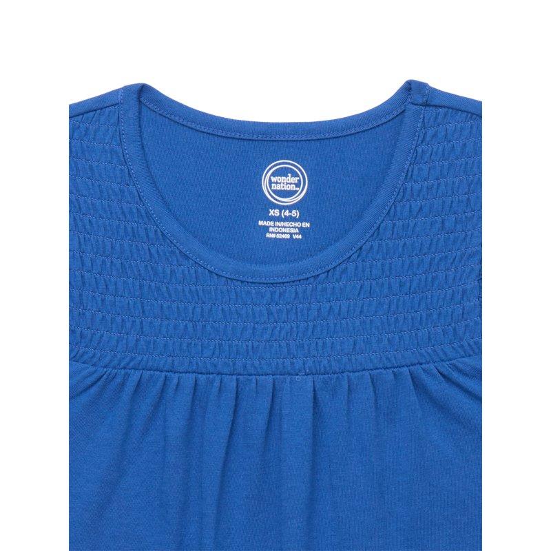Wonder Nation Girls Smocked Flutter Sleeve Top Sizes 4-18 & Plus