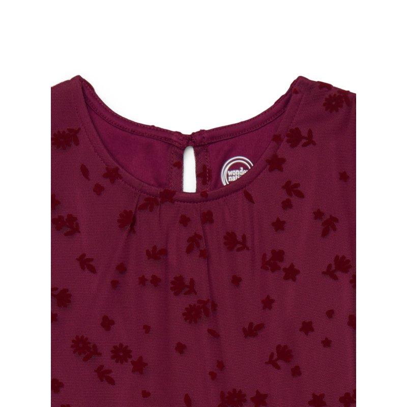 Wonder Nation Girls Tulle Floral Print Dress With Flutter Sleeves Sizes 4-18 & Plus