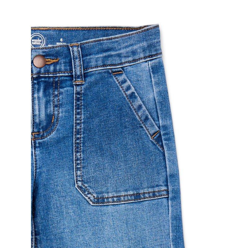 Wonder Nation Girls Wide Leg Cargo Jeans Sizes 5-18 & Plus