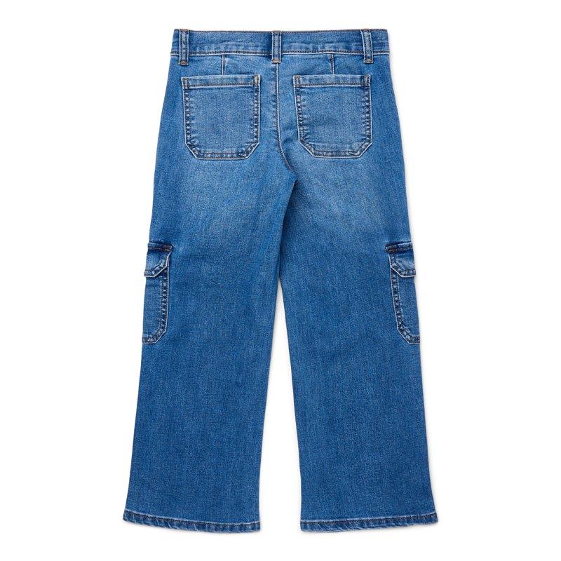 Wonder Nation Girls Wide Leg Cargo Jeans Sizes 5-18 & Plus