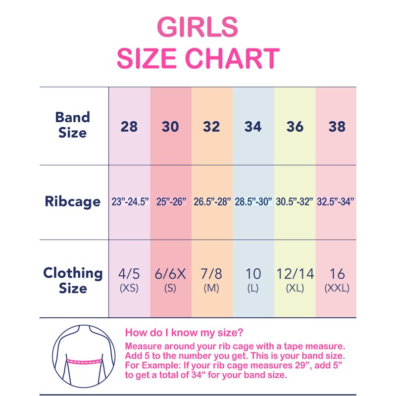 Wonder Nation Girls Wirefree T-Shirt Bra 2-Pack Sizes 30A-38A