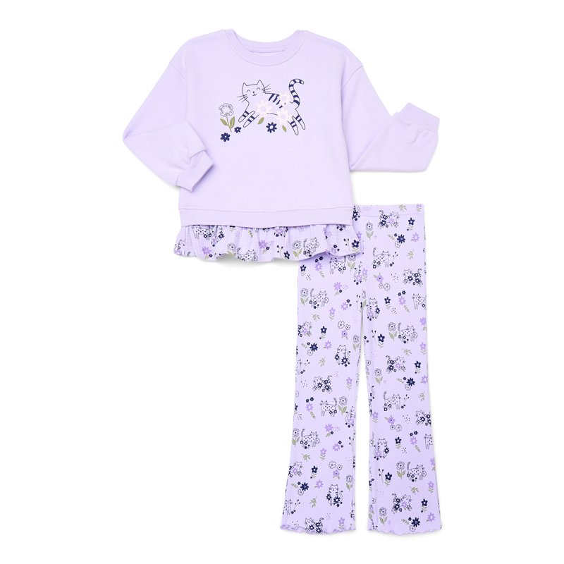 Wonder Nation Little Girls 2-Piece Sweatshirt and Flare Leggings Set Sizes 4-10