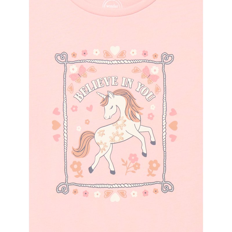 Wonder Nation Little Girls Short Puff Sleeve Graphic Tee Sizes 4-10