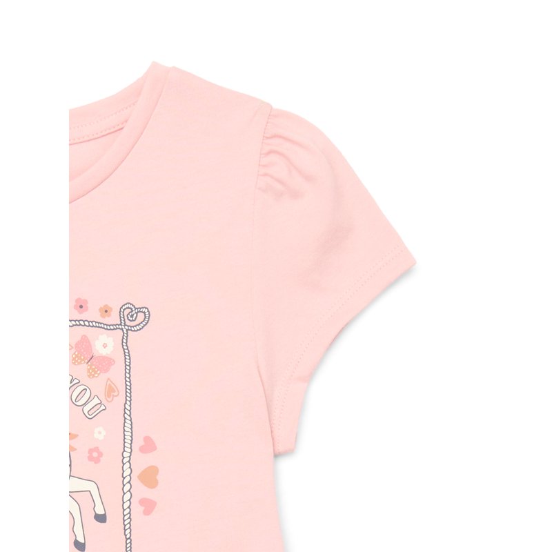 Wonder Nation Little Girls Short Puff Sleeve Graphic Tee Sizes 4-10