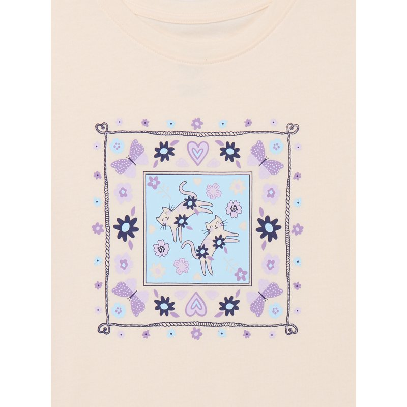 Wonder Nation Little Girls Short Ruffle Sleeve Graphic Tee Sizes 4-10