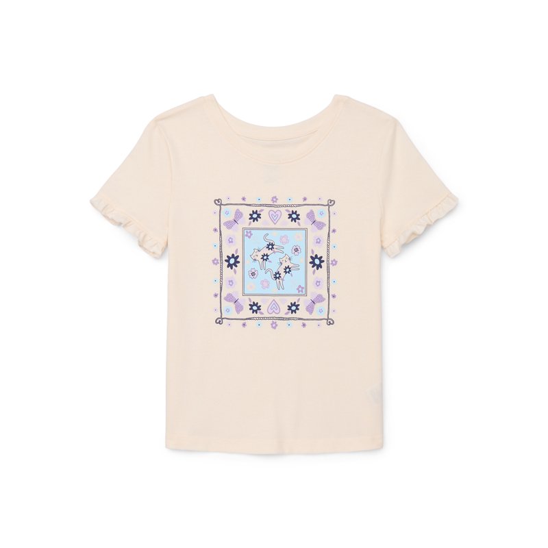 Wonder Nation Little Girls Short Ruffle Sleeve Graphic Tee Sizes 4-10