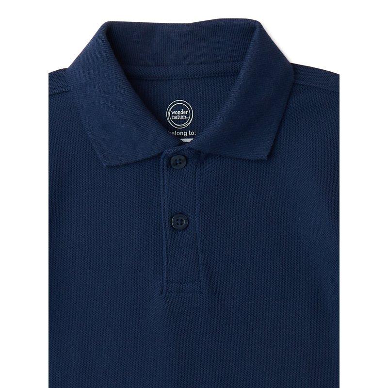 Wonder Nation Toddler Boys School Uniform Short Sleeve Pique Polo Shirt 2-Pack Sizes 2T - 5T
