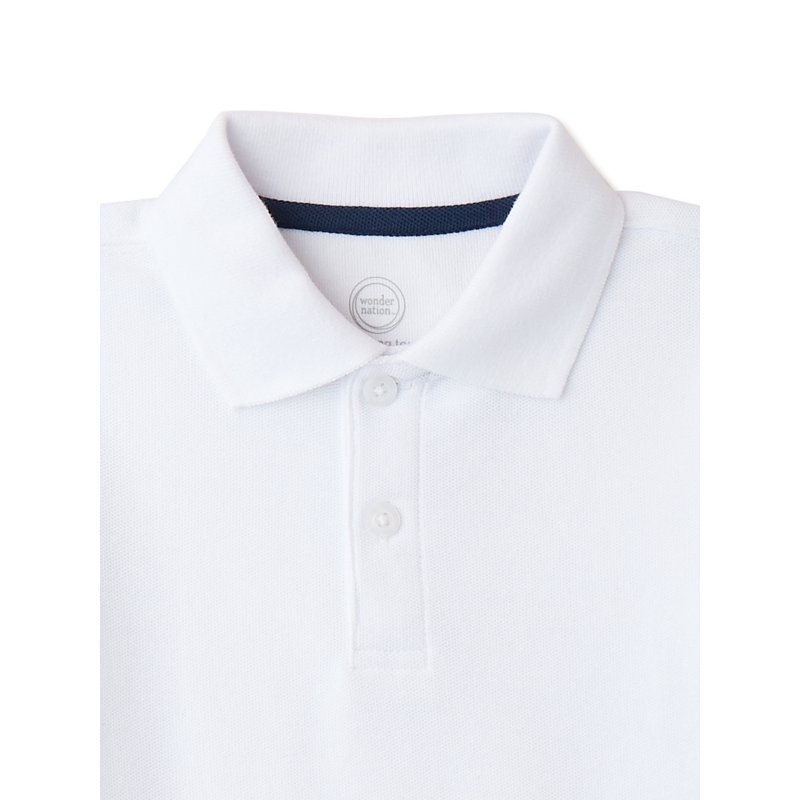 Wonder Nation Toddler Boys School Uniform Short Sleeve Pique Polo Shirt 2-Pack Sizes 2T - 5T