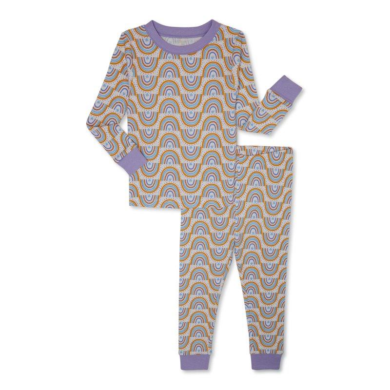 Wonder Nation Toddler Cotton Long Sleeve Sleep Tee and Pants Pajama Set 2-Piece Sizes 12M-5T