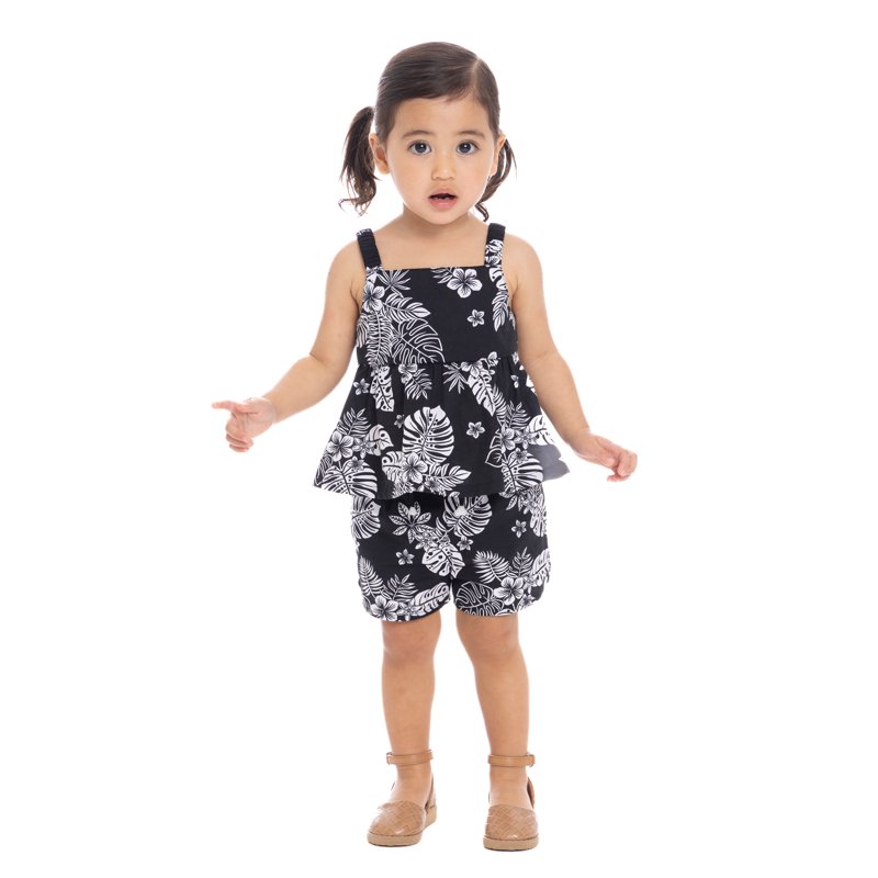 Wonder Nation Toddler Girls Cotton Poplin Print Peplum Top and Short Set 2-Piece Sizes 12M-5T