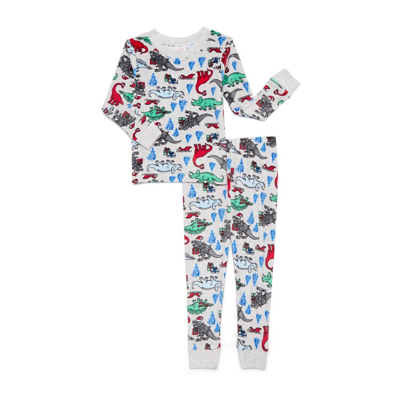 Wonder Nation Toddler Girls Long Sleeve Tight Fit Top and Pants Sleep Set 2-Piece Sizes 12M-5T