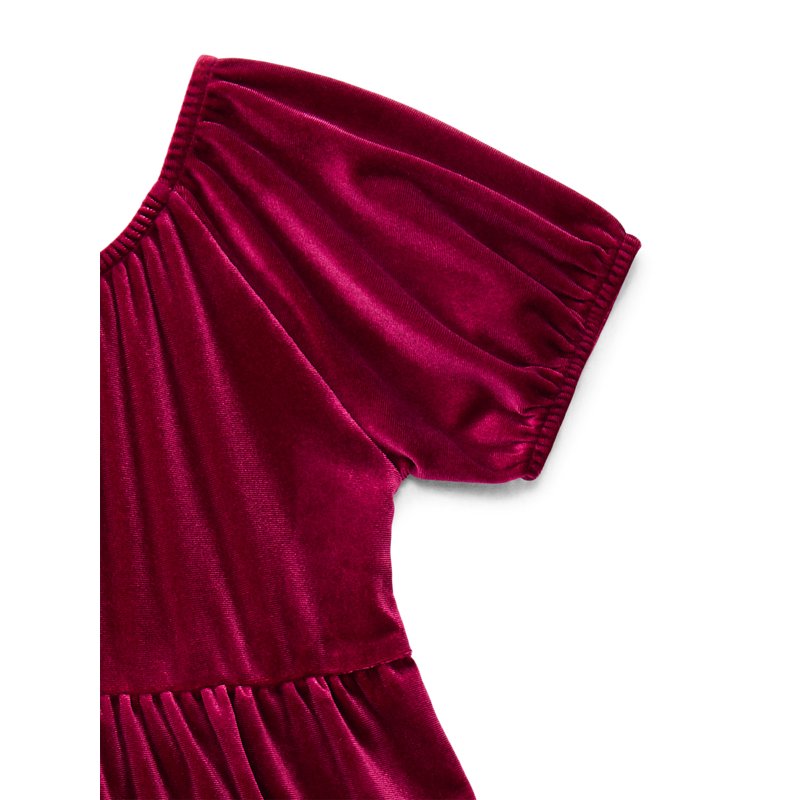Wonder Nation Toddler Girls Tiered Velvet Dress With Puff Sleeves Sizes 12M-5T