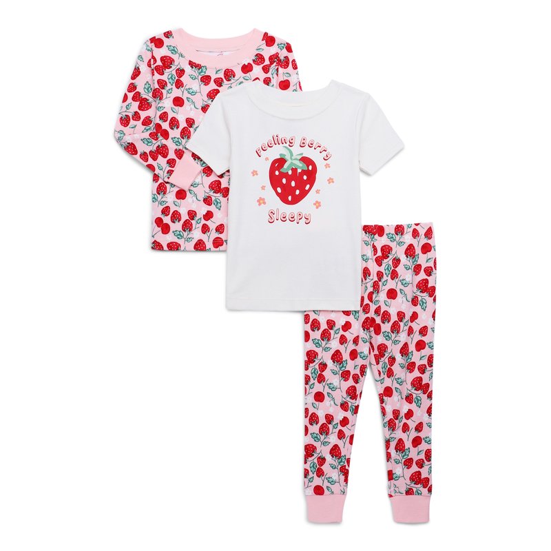 Wonder Nation Toddler Short and Long Sleeve Cotton Pajama Set 3-Piece Sizes 12M-5T